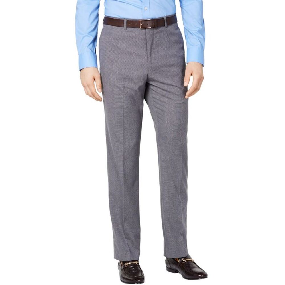 Vince Camuto Mens Dress Pants 38 x 30 Grey Slim Stretch Wrinkle Resistant
